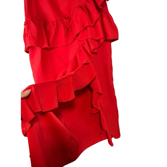 Shein beautiful long red skirt with ruffles, open leg,‎ size L - Picture 9 of 15